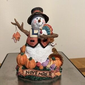 Snowman Simson Giftware Snowman November Give Thanks Harvest Pilgrim Figurine